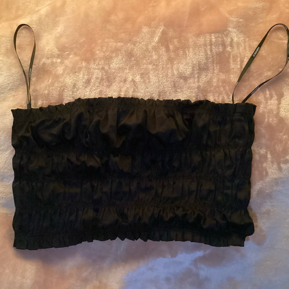 Black Smocked Cropped Tube Top from forever 21